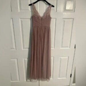 Anthropologie Light Rose Taupe Hitherto BHLDN Fleur Bridesmaid Dress-size 0